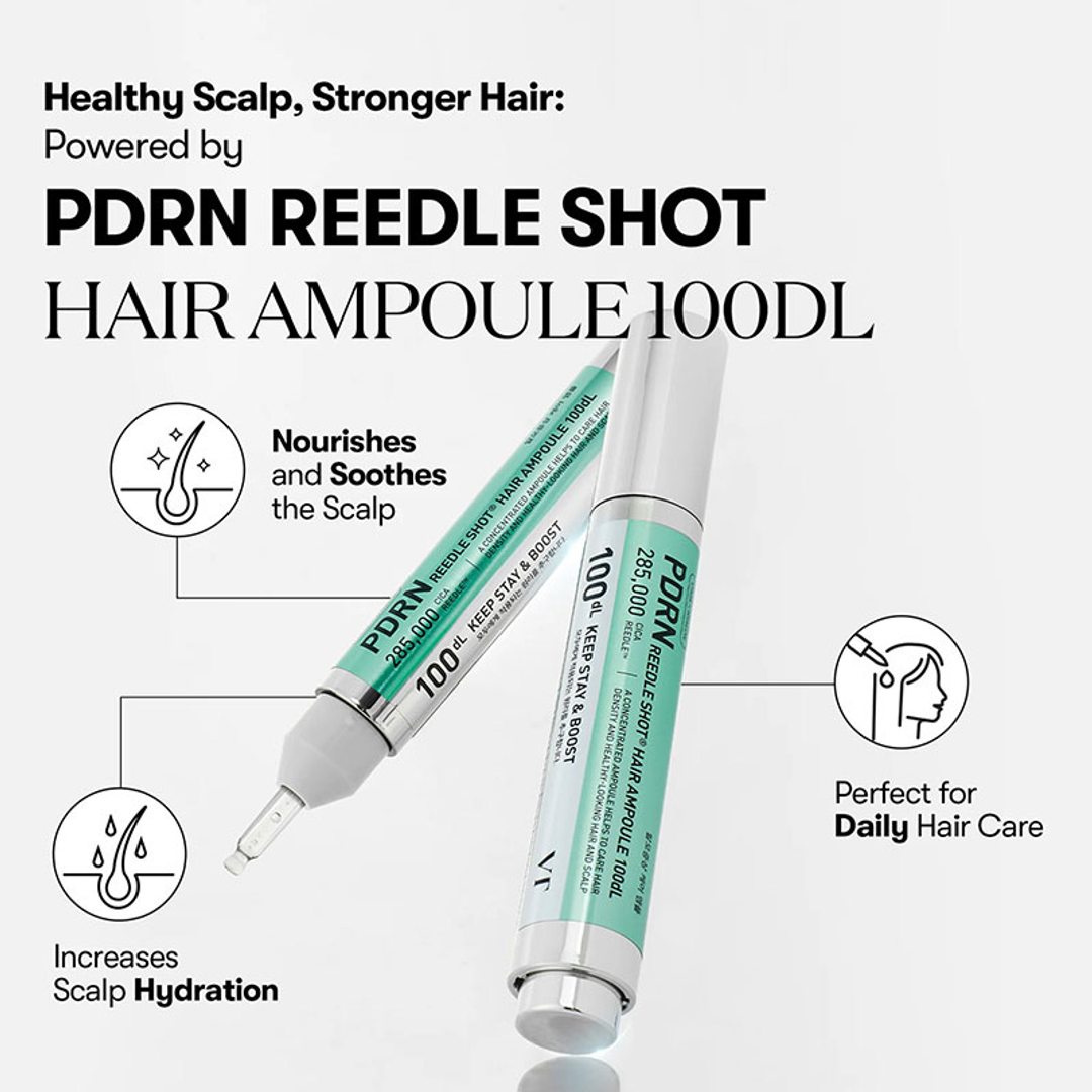 VT PDRN Reedle Shot Hair Ampoule scalp care benefits: nourishes, soothes, hydrates