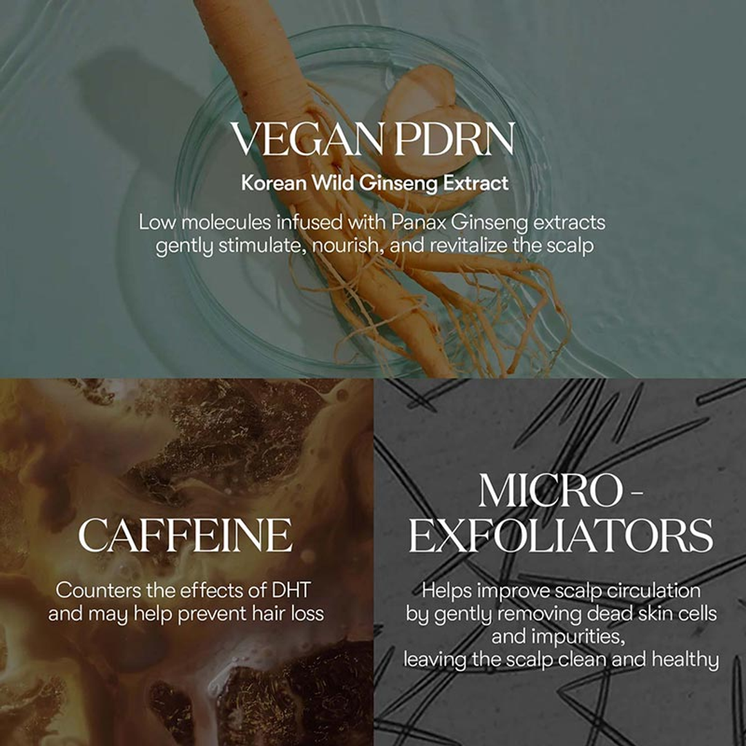 VT PDRN Reedle Shot Hair Ampoule ingredients: vegan PDRN, caffeine, micro-exfoliators