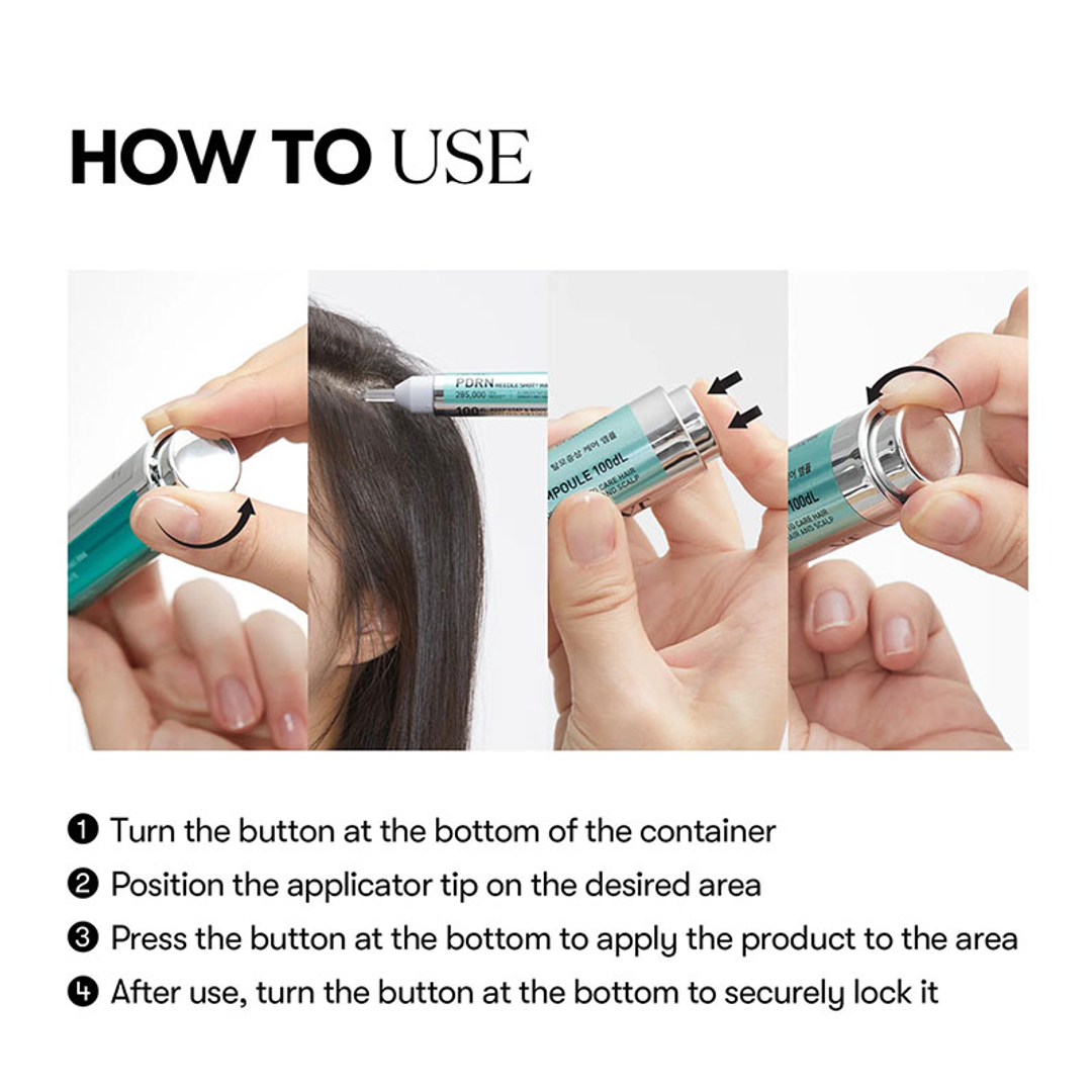 VT PDRN Reedle Shot Hair Ampoule how to use, applicator steps