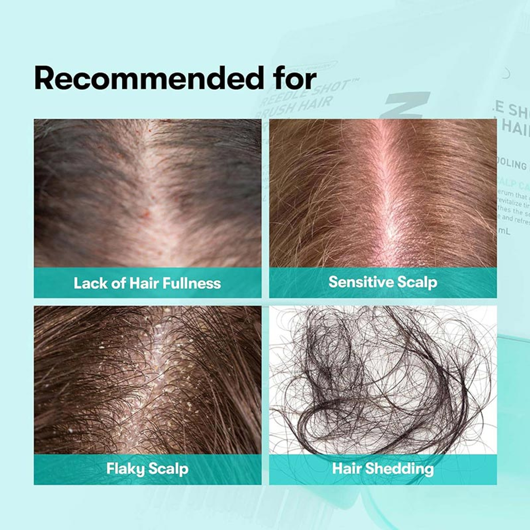 VT PDRN Reedle Shot Brush Hair Serum recommended for sensitive, flaky scalp and hair shedding