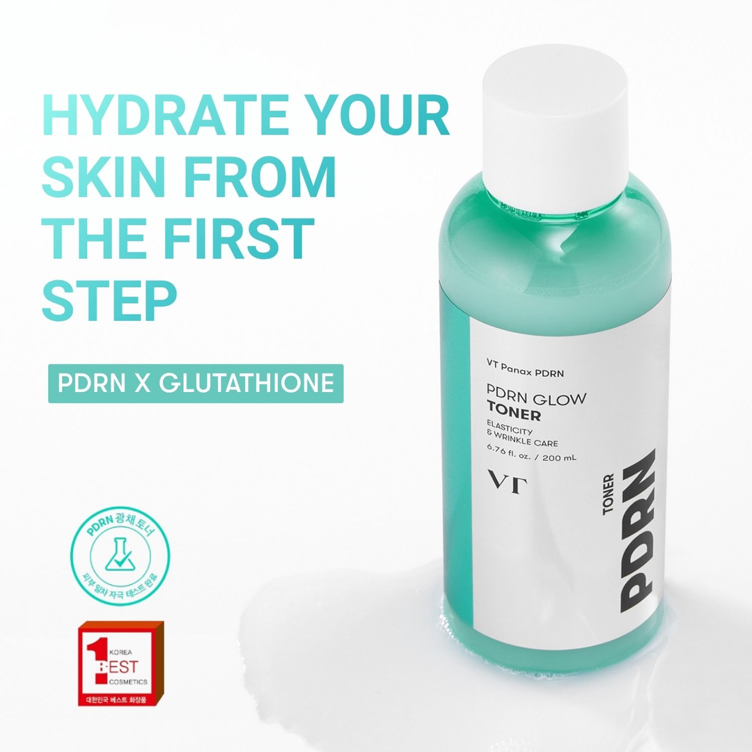 VT PDRN Glow Toner 200ml PDRN x glutathione hydrating first step, elasticity and wrinkle care