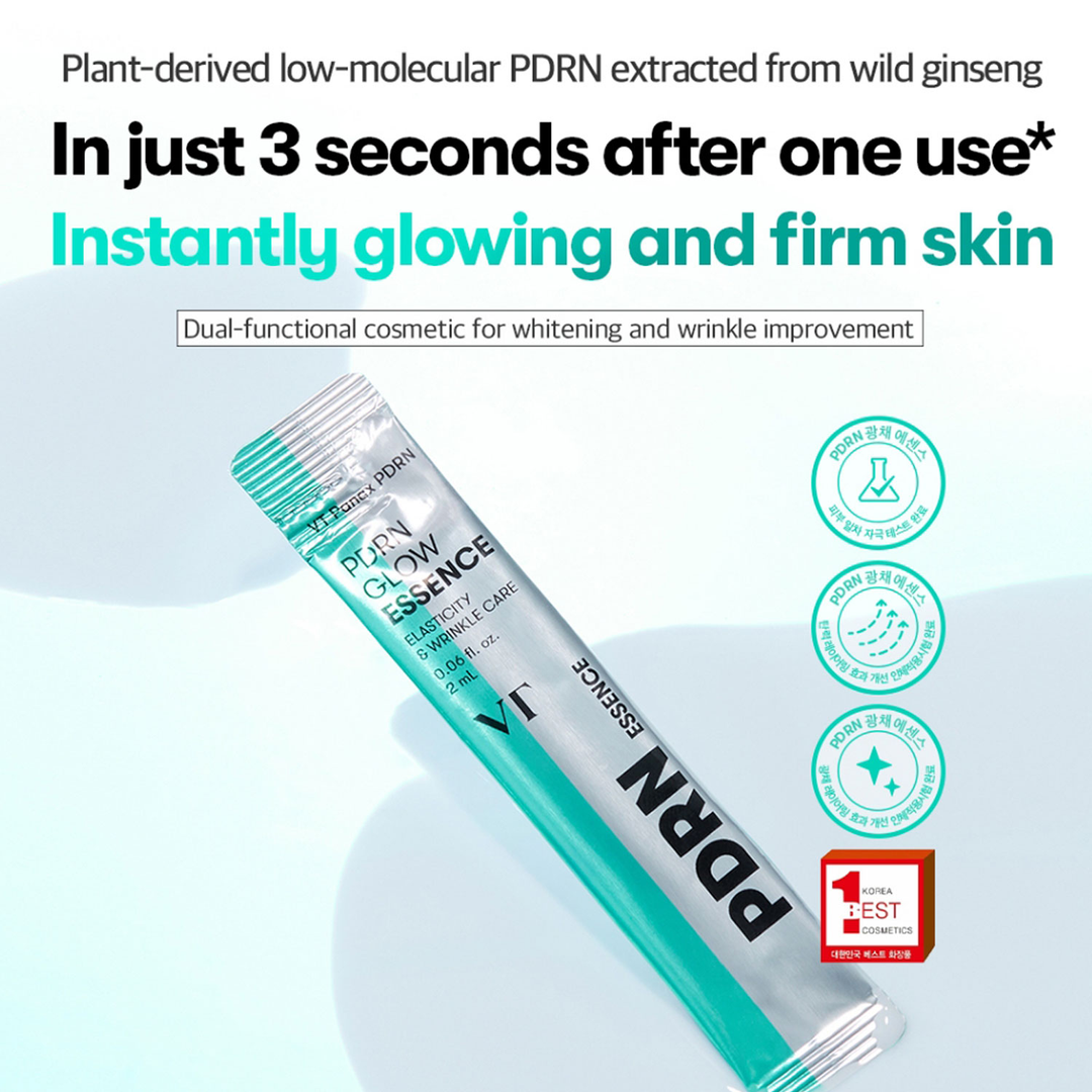 VT PDRN Glow Essence 2ml stick pouch, instant glow and firm skin, dual-functional wrinkle care