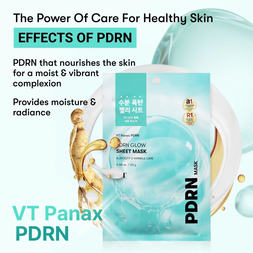 VT PDRN Glow Sheet Mask effects of PDRN moisture and radiance with Panax ginseng