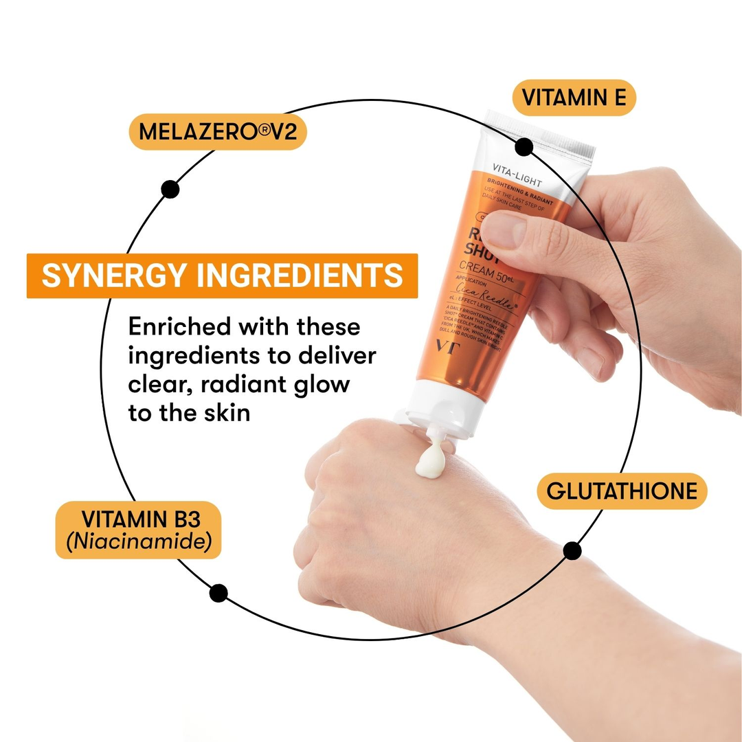 VT VITA-LIGHT REEDLE SHOT Cream 50eL synergy ingredients: Melazero V2, vitamin E, glutathione, niacinamide