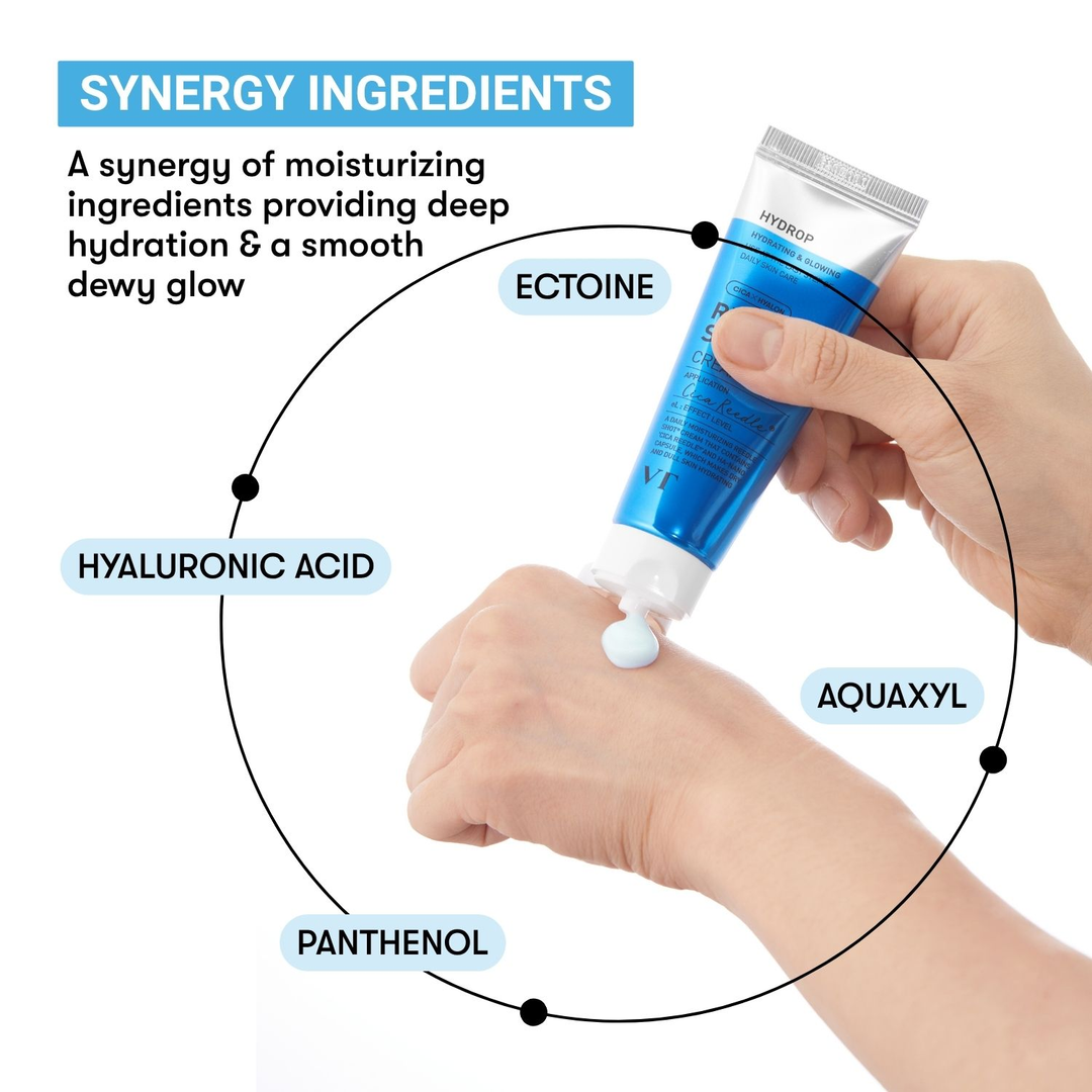 VT Hydrop Reedle Shot Cream 50eL synergy ingredients ectoine hyaluronic acid aquaxyl panthenol