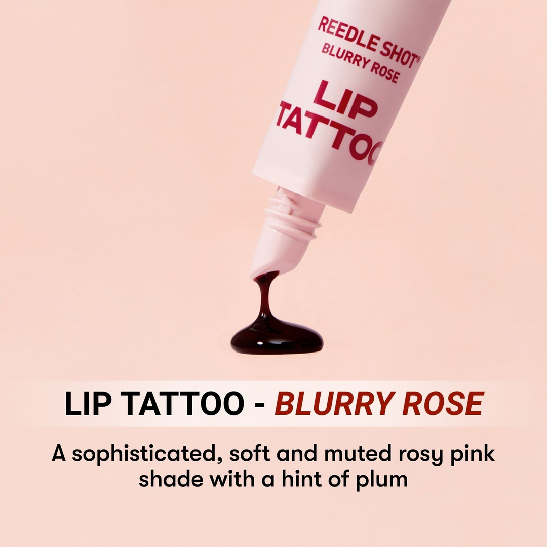 VT Reedle Shot Lip Tattoo Blurry Rose lip stain texture and shade