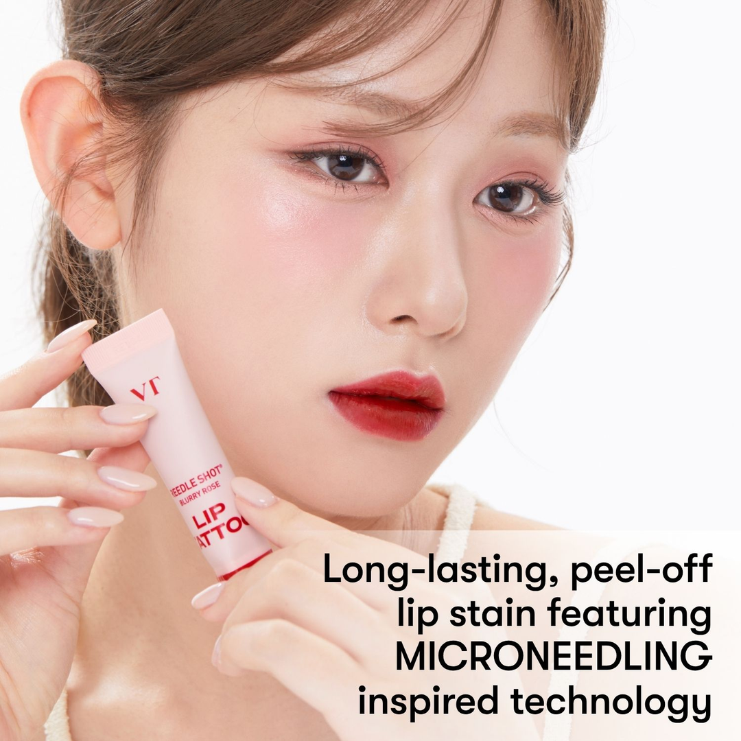 VT Reedle Shot Lip Tattoo Blurry Rose peel-off lip stain on lips