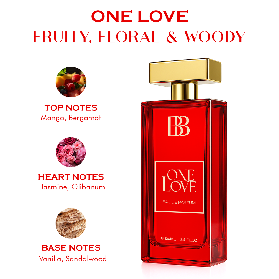 Bergamot Beaute One Love Eau de Parfum 100ml fruity floral woody fragrance notes
