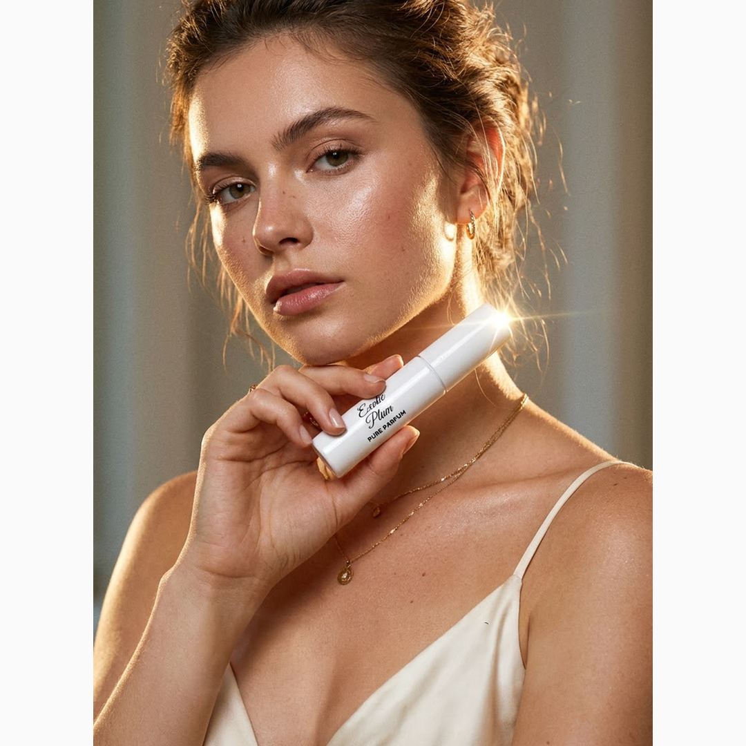 Bergamot Beaute Exotic Plum Pure Parfum 3ml travel spray in use