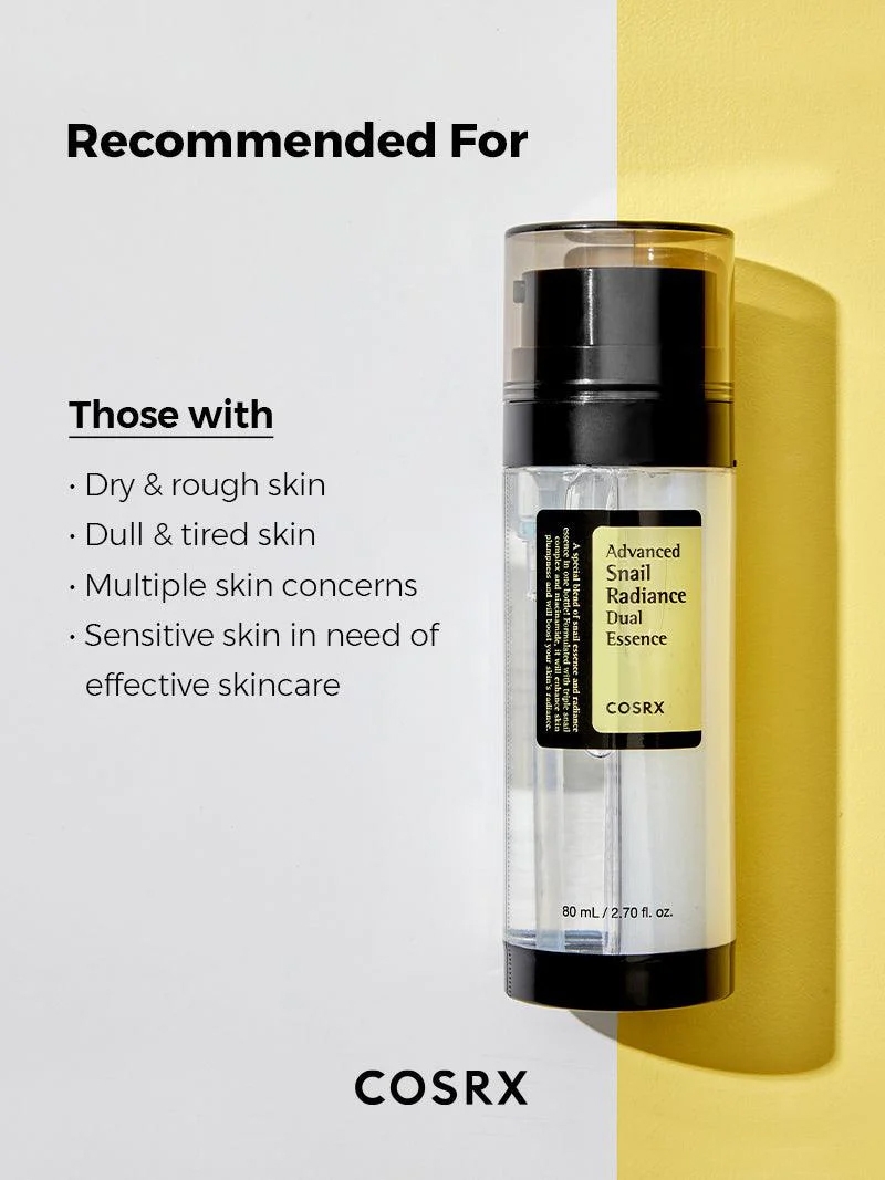 Cosrx Advanced Snail Radiance Dual Essence 80mL recommended skin types