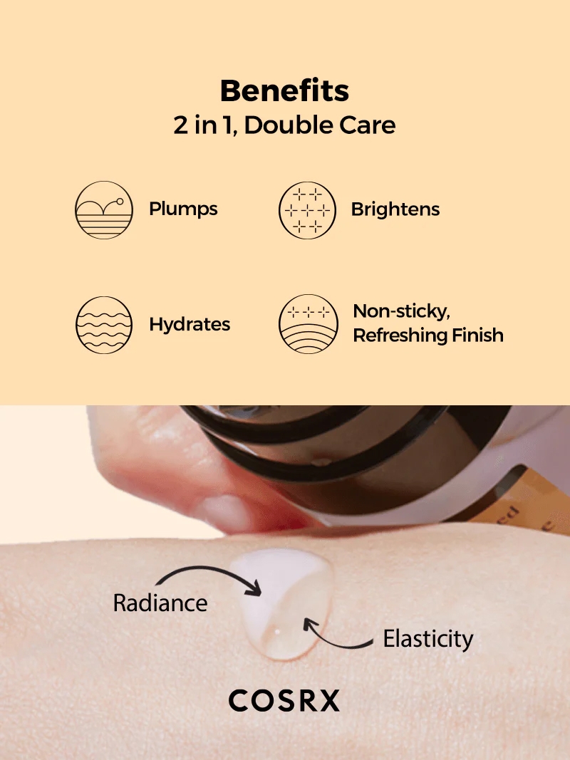 Cosrx Advanced Snail Radiance Dual Essence 2-in-1 benefits texture on skin