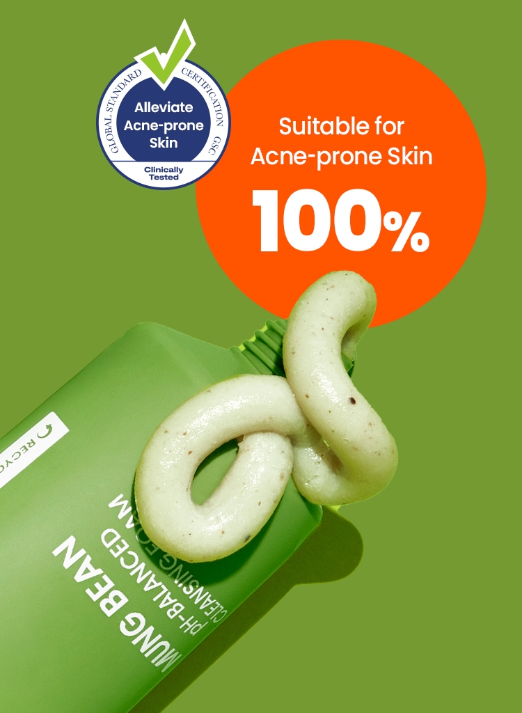 Beplain Mung Bean Cleansing Foam GSC clinically tested alleviate acne-prone skin certification