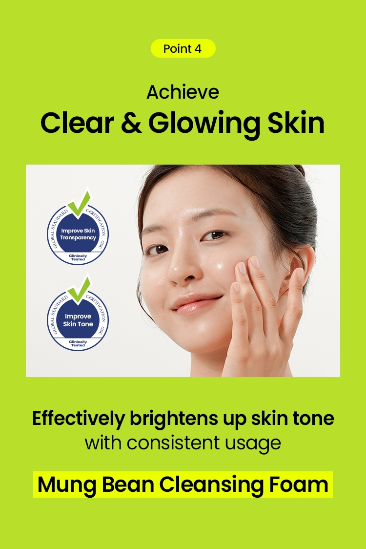 Beplain Mung Bean Cleansing Foam clear glowing skin, improve skin tone and transparency