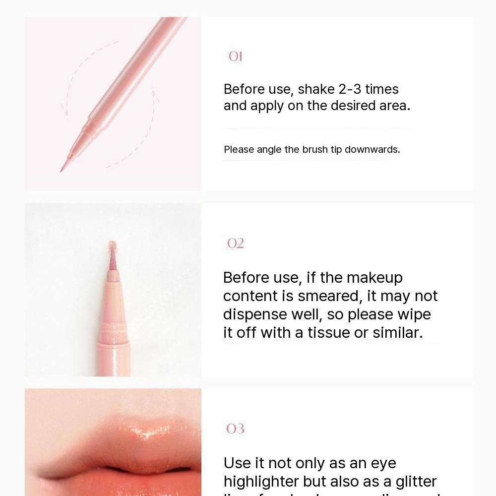 BBIA Last Glitter Highlighter how to use, shake before use, brush tip angled downwards