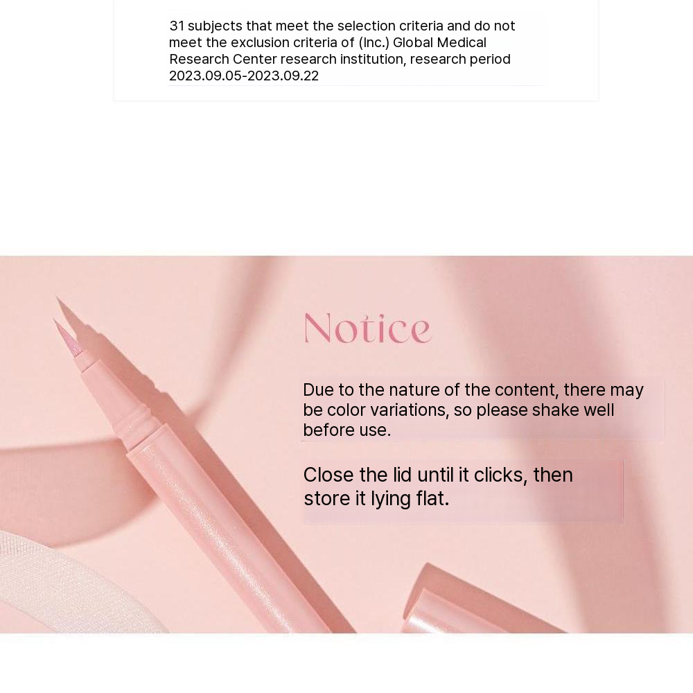 BBIA Last Glitter Highlighter skin irritation test details and usage notice, shake well, store flat