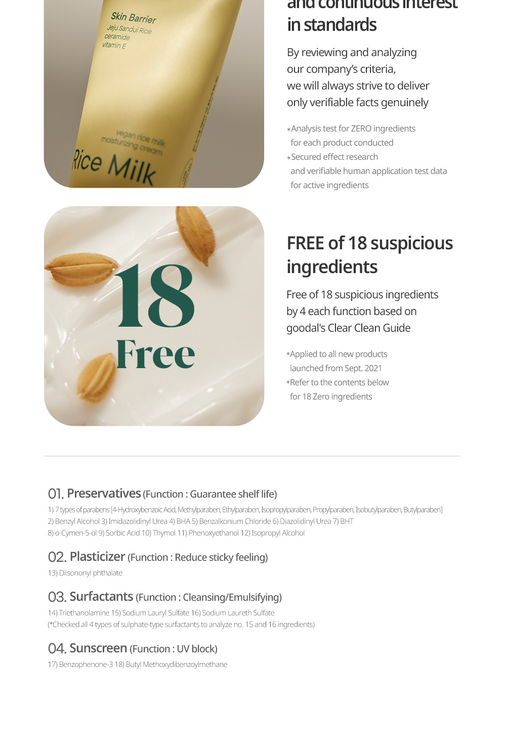 Goodal Vegan Rice Milk Moisturizing Cream 18 free of suspicious ingredients list