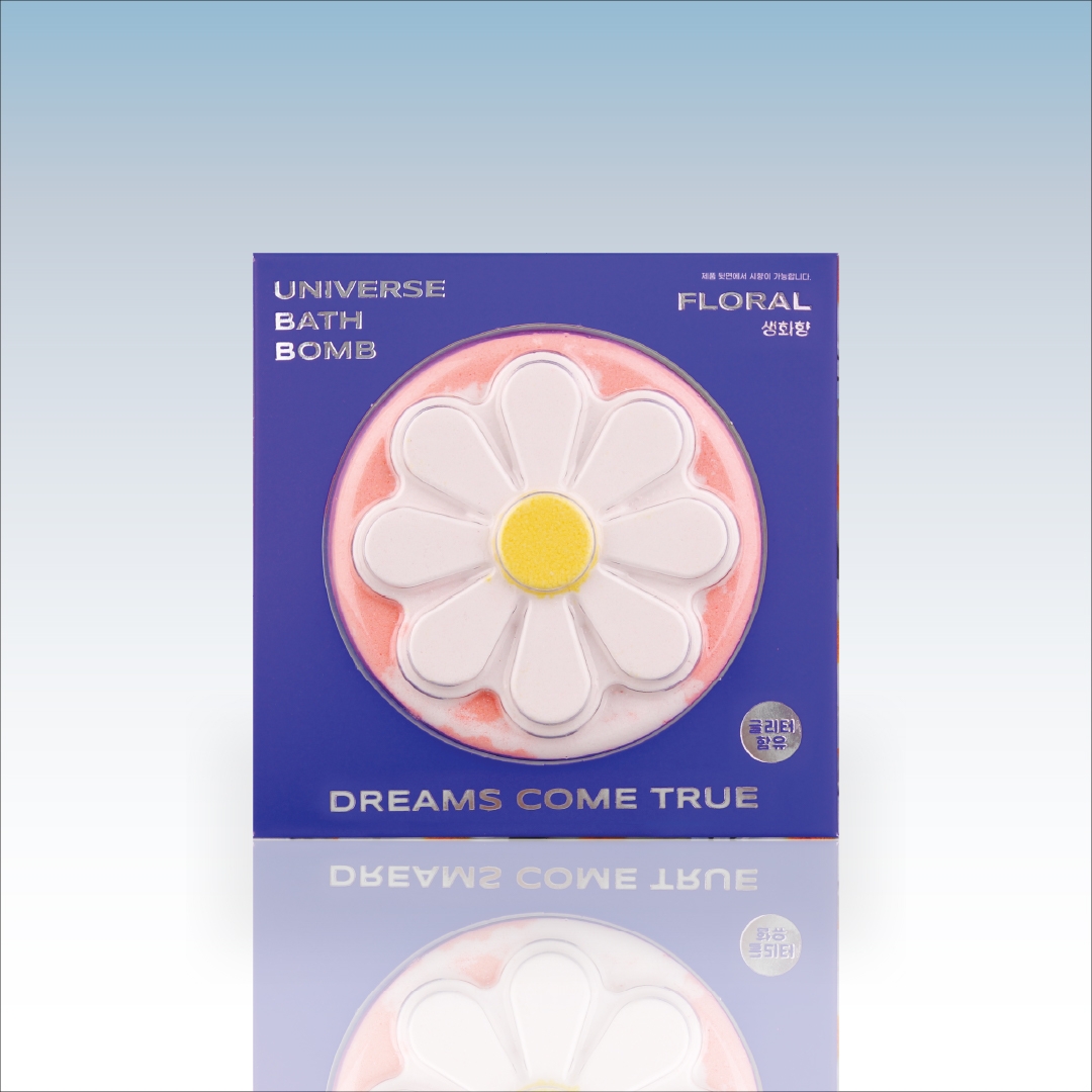 Bath Project Universe Bath Bomb 200g Dreams Come True floral scent, daisy glitter bath bomb package front