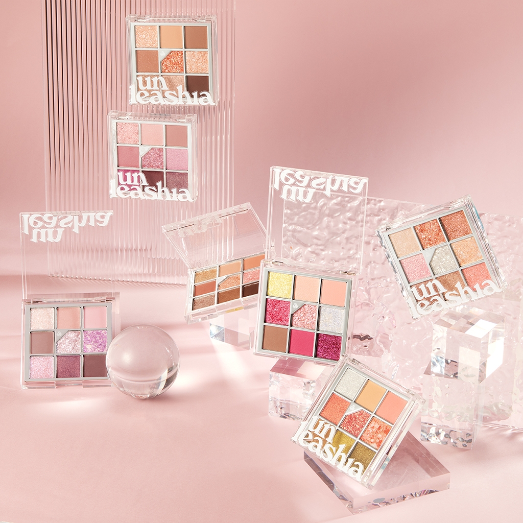 Unleashia Glitterpedia Eye Palette 7-shade collection lineup, 9-color eyeshadow palettes