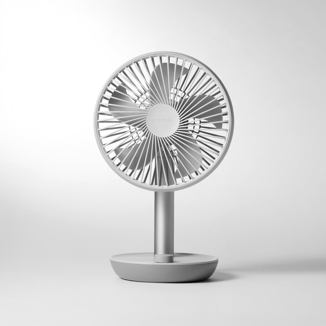 lumena FAN STAND 3Z wireless desk fan base dial control in use