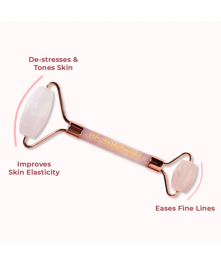 Be Soulfull Rose Quartz Face Roller benefits: tones skin, improves elasticity, eases fine lines