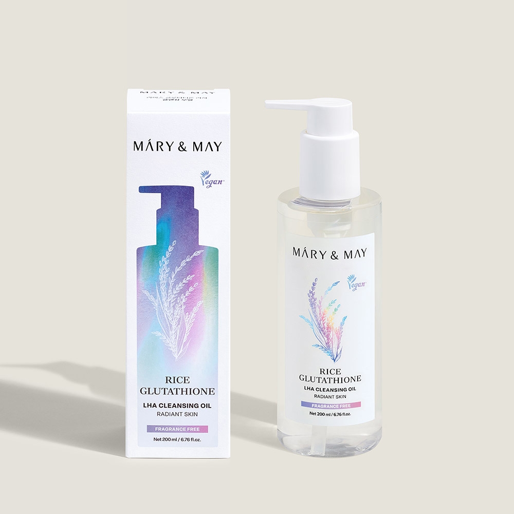 Mary&May Rice Glutathione LHA Cleansing Oil 200ml fragrance free box and bottle front