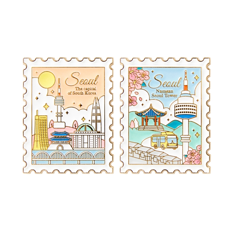 Artbox Remember Seoul Stamp Magnet - Pink &  Blue