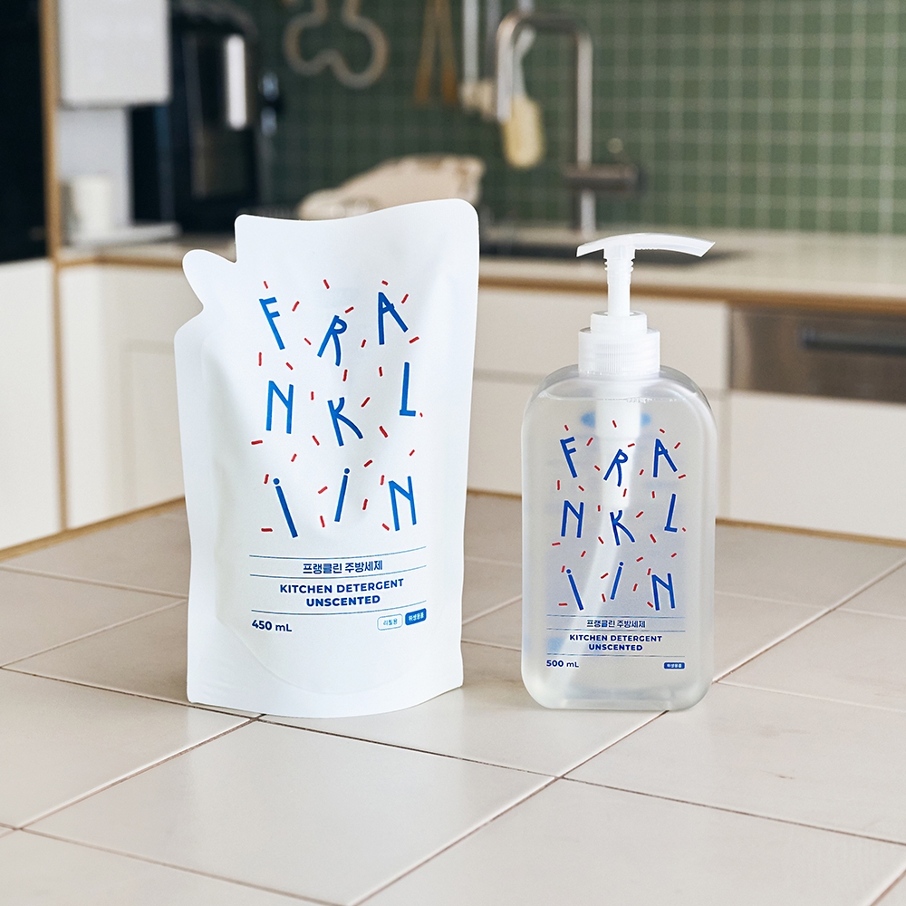 K-Lifestyle FRANKLiiN 1 x 500ml Vegan Dishwashing Detergent + 3 x 450ml Refills