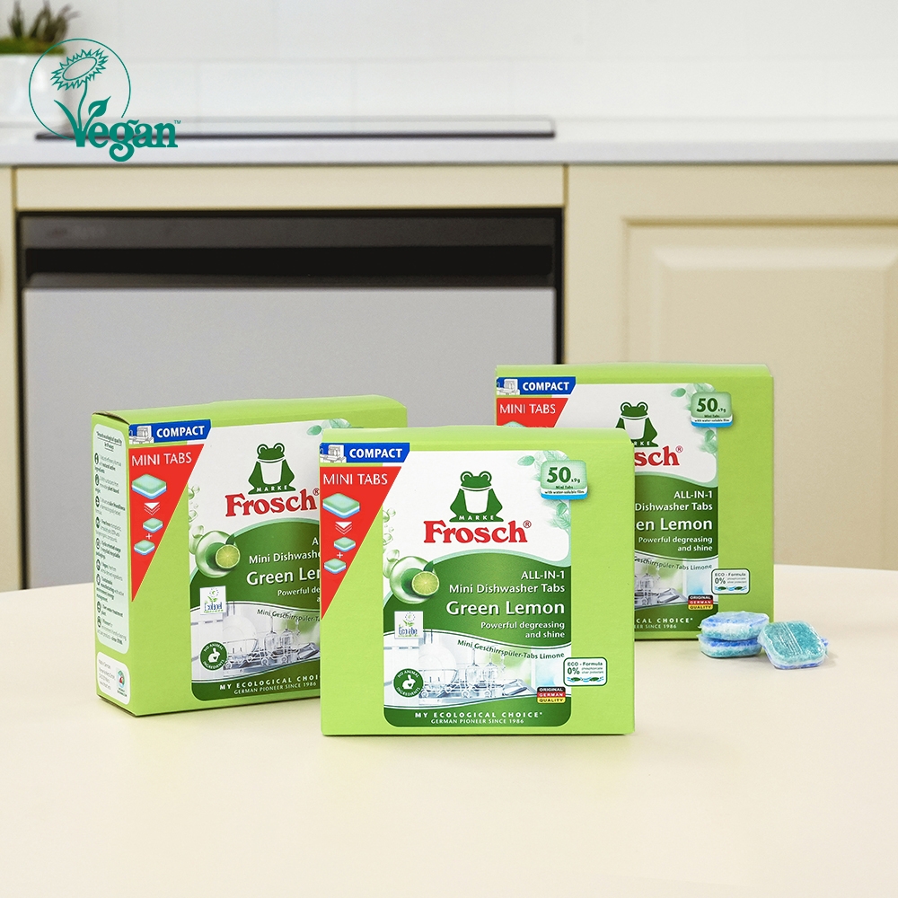 K-Lifestyle FROSCH 3 packs of German vegan dishwasher detergent mini 50-pack