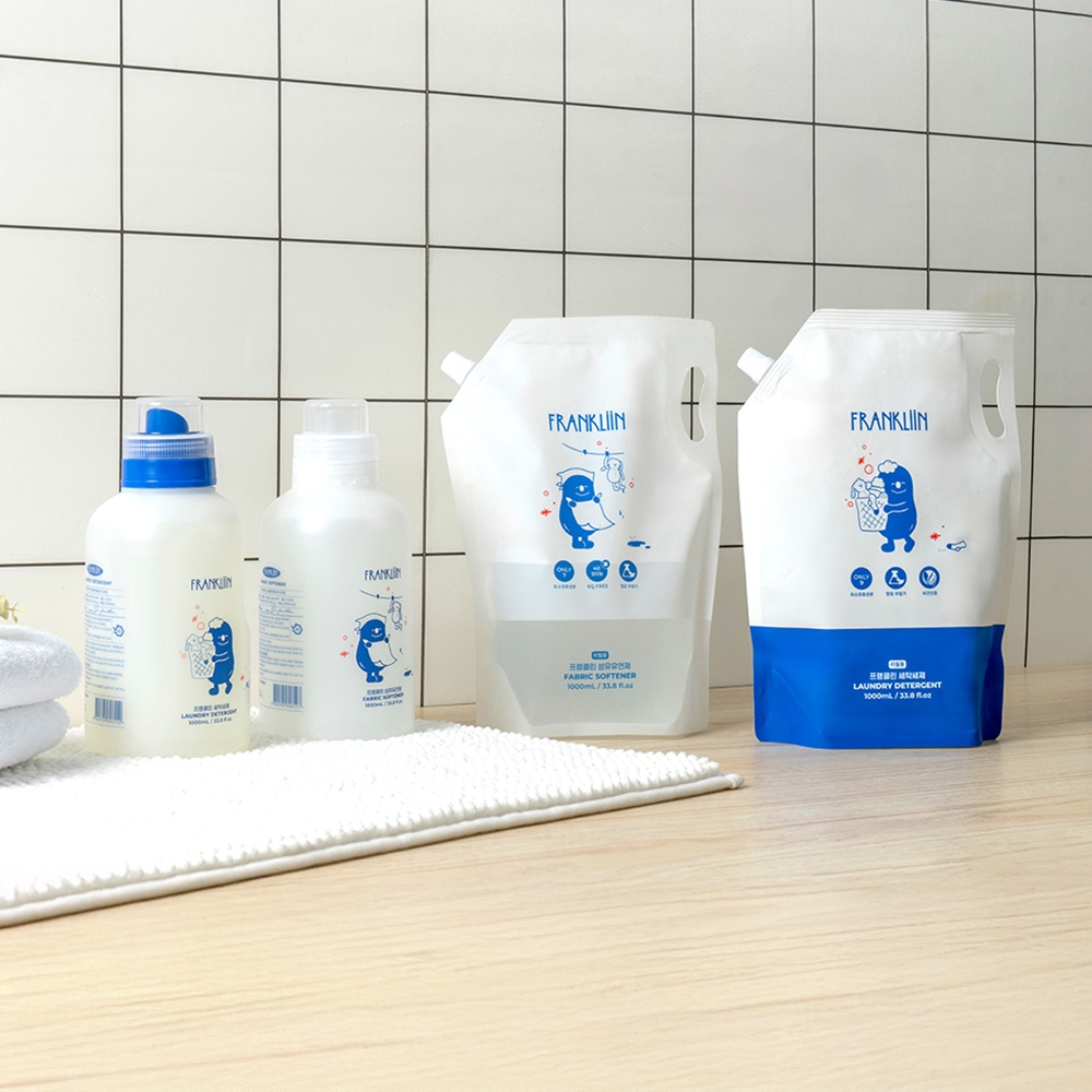 K-Lifestyle FRANKLiiN Laundry Detergent 1L + 2 1L Refills + 1L Fabric Softener + 1 1L Refill