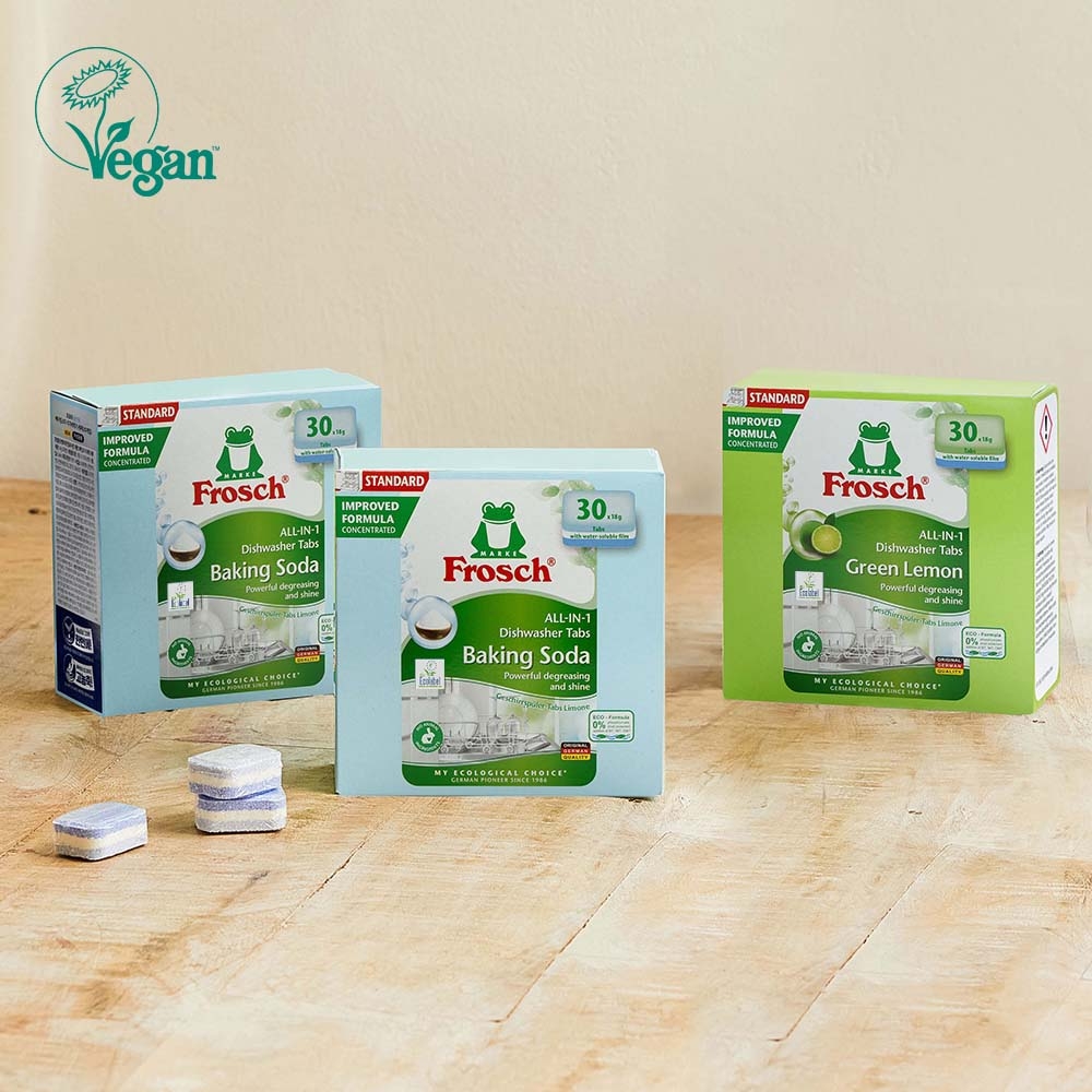 K-Lifestyle FROSCH German Vegan Dishwasher Detergent 30-Pack (3 Packs) 12 Places