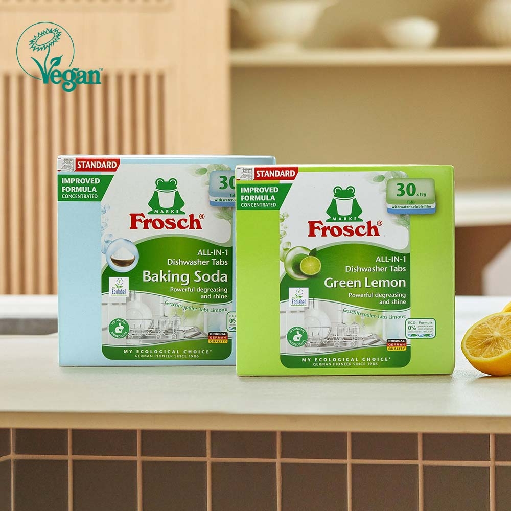 K-Lifestyle FROSCH German Vegan Dishwasher Detergent 30-Pack (2 Packs) 12 Places