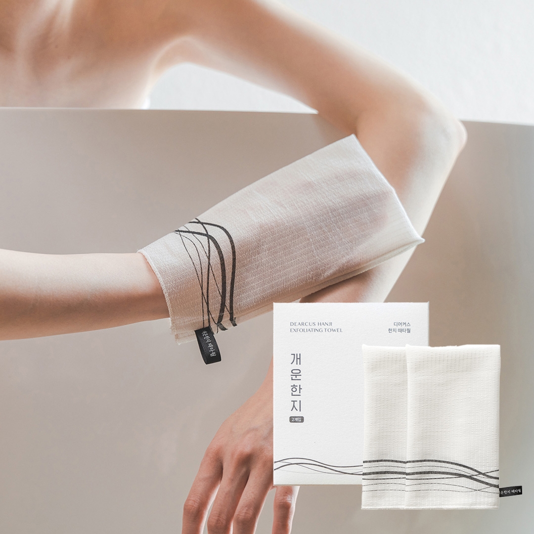 K-Lifestyle Dearcus Soft Exfoliating Towels Made of Gaeunhanji Hanji (2-Pack)