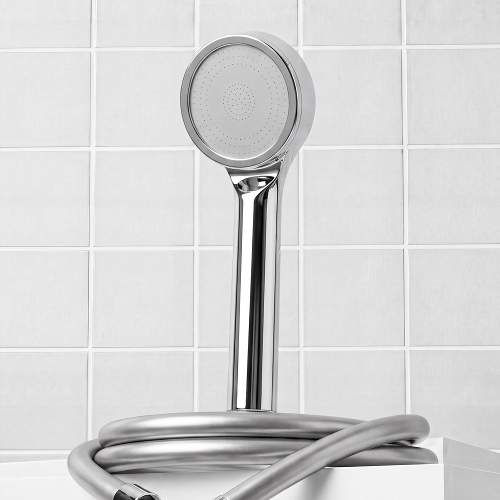 K-Lifestyle BATHTEM Rewater Pure High-Pressure Shower Head Silver + Tube Shower Hose Gray Set