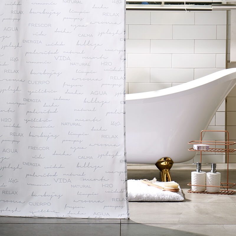 K-Lifestyle Surfinia Fabric Touch Shower Curtain Letters