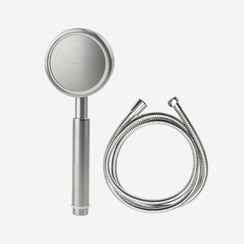 K-Lifestyle BATHTEM High-Pressure Matte Nickel SUS304 Shower Head + Stainless Steel Shower Hose 1.5M Set