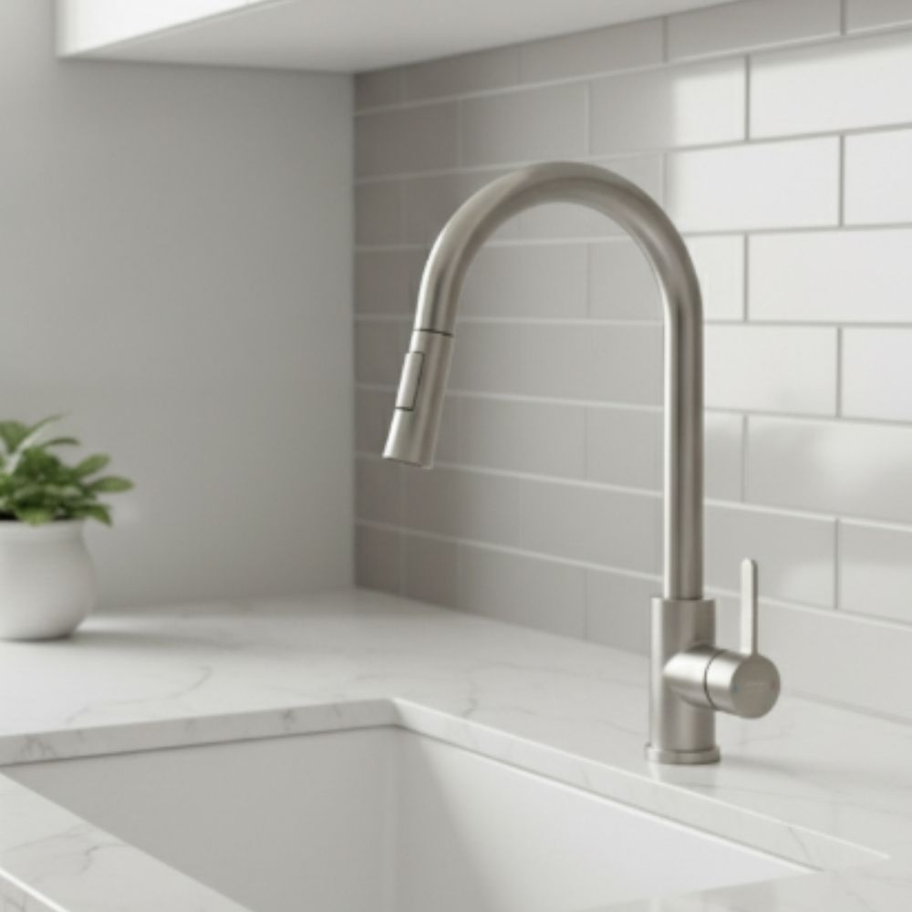 K-Lifestyle Haatz U-shaped Kitchen Faucet Matte Nickel Ponte 208 FC-US100MS