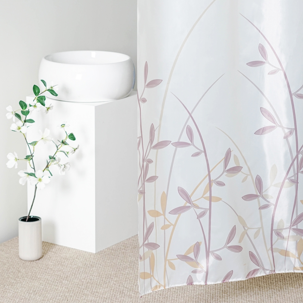 K-Lifestyle gedy Flora Polyester Fabric Shower Curtain 180x200cm