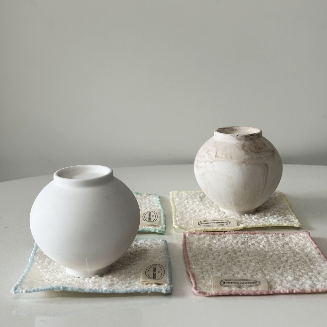 K-Lifestyle coming candle Moon Jar Plaster Air Freshener + Fabric Coaster (Select 1)