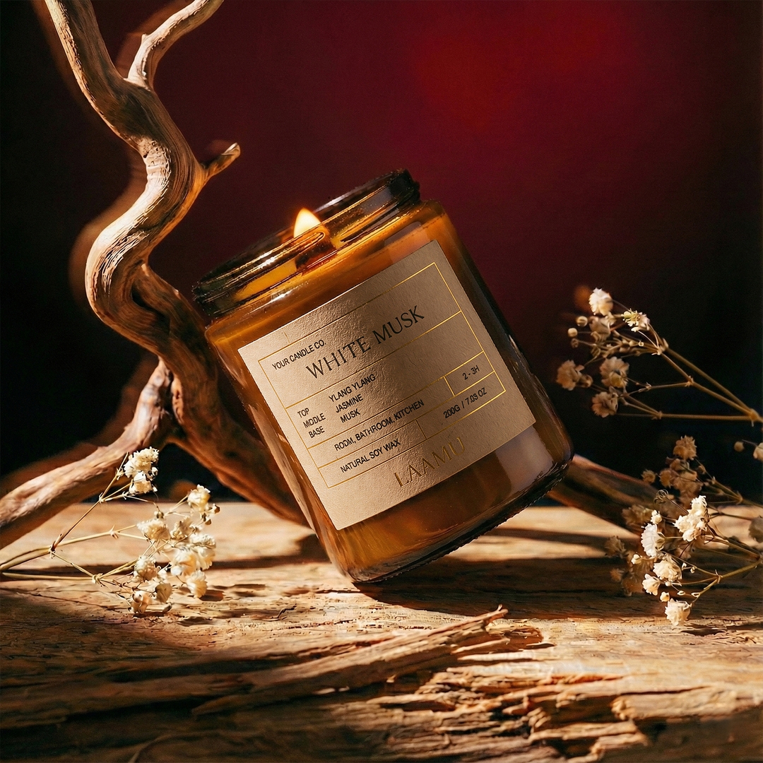 K-Lifestyle LAAMU Wood Wick Soy Candle 200g Large Capacity Scented Candle Healing (200g)