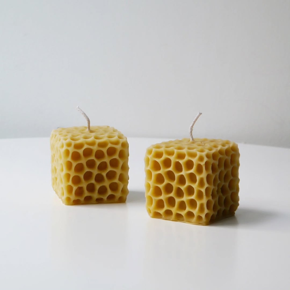 K-Lifestyle NIMOR Honey Bees Candle Honeycomb Cube Beeswax Candle 100% Beeswax Candle