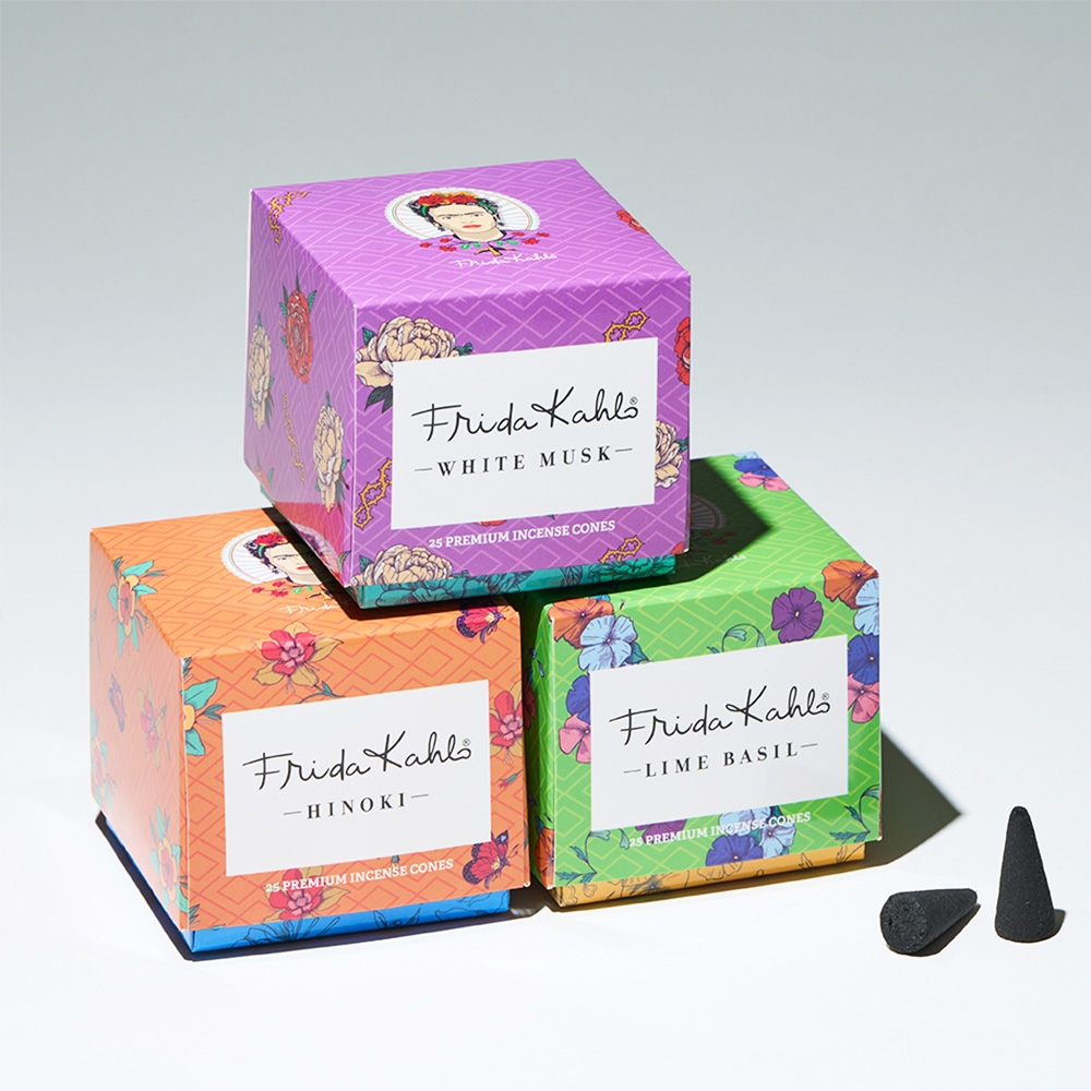 K-Lifestyle heavensense Frida Kahlo Incense Cones (25 Pieces): White Musk, Lime Basil, Hinoki Scent