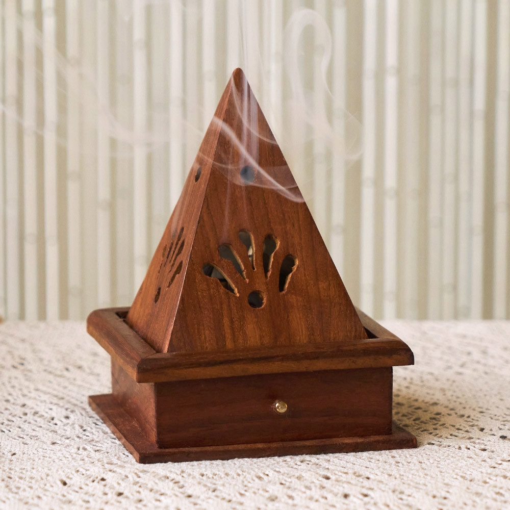 K-Lifestyle heavensense Incense Cone Box Wooden Drawer Holder _ incensen cone holder