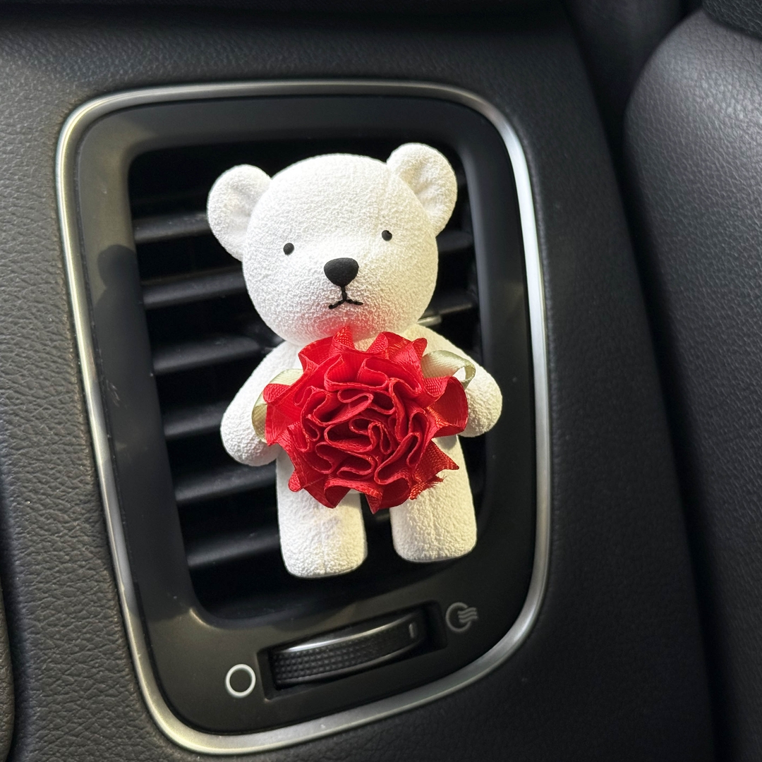 K-Lifestyle coming candle Carnation Fluffy Teddy Bear Car Air Freshener