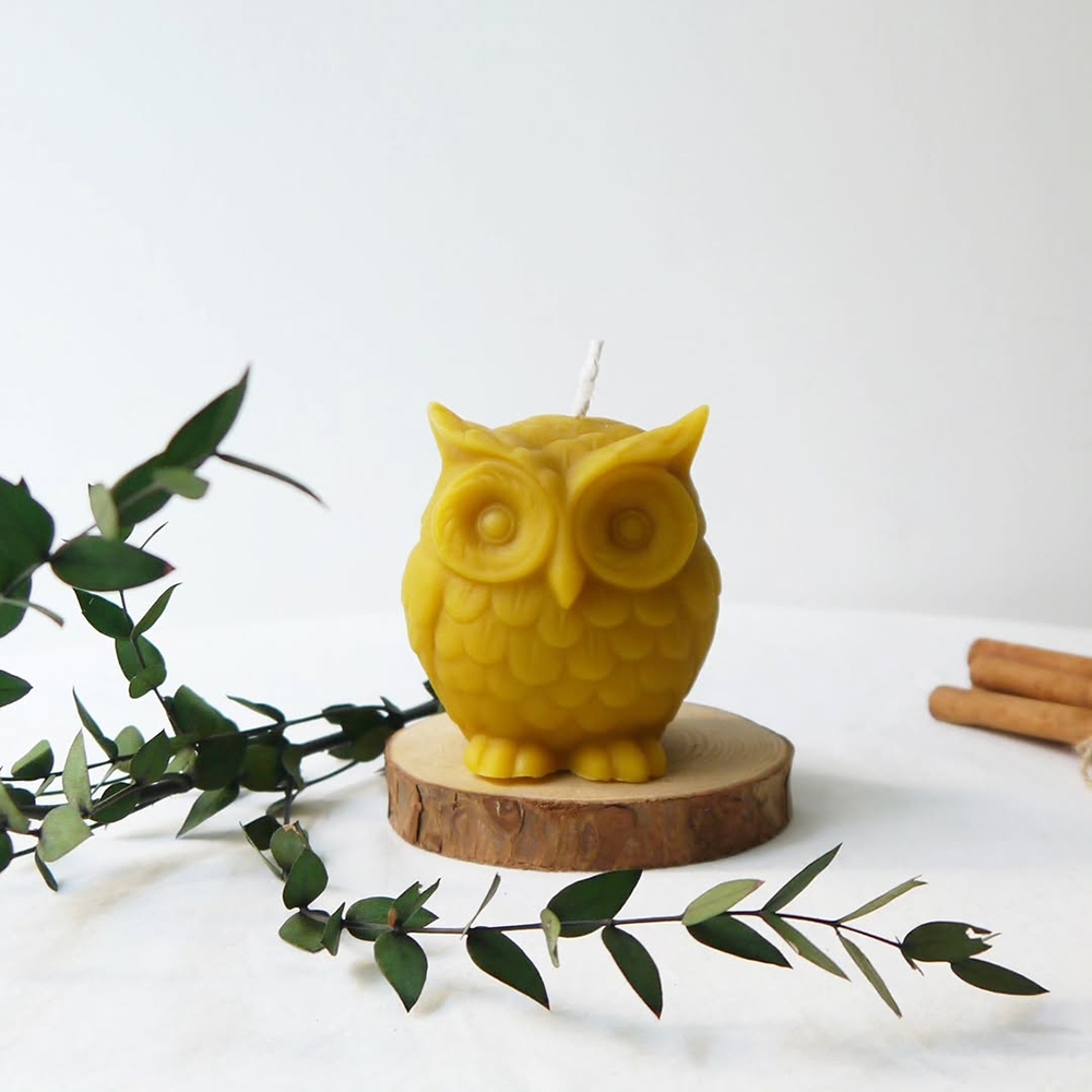 K-Lifestyle NIMOR Honey Bees Candle Owl Beeswax Candle