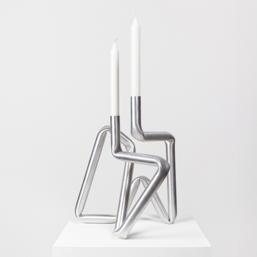 K-Lifestyle piknic Bucatini candle holder silver