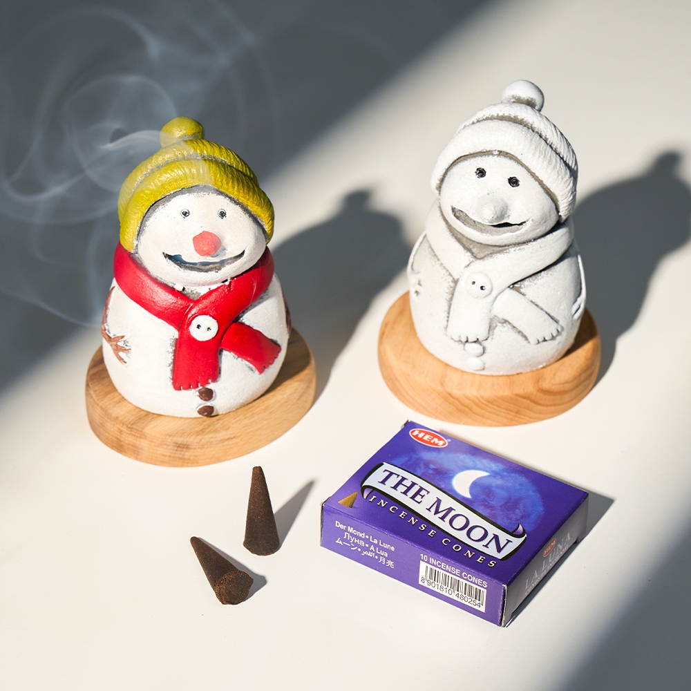 K-Lifestyle heavensense Winter Edition Snowman Incense Cone Holder Scattering White Breath