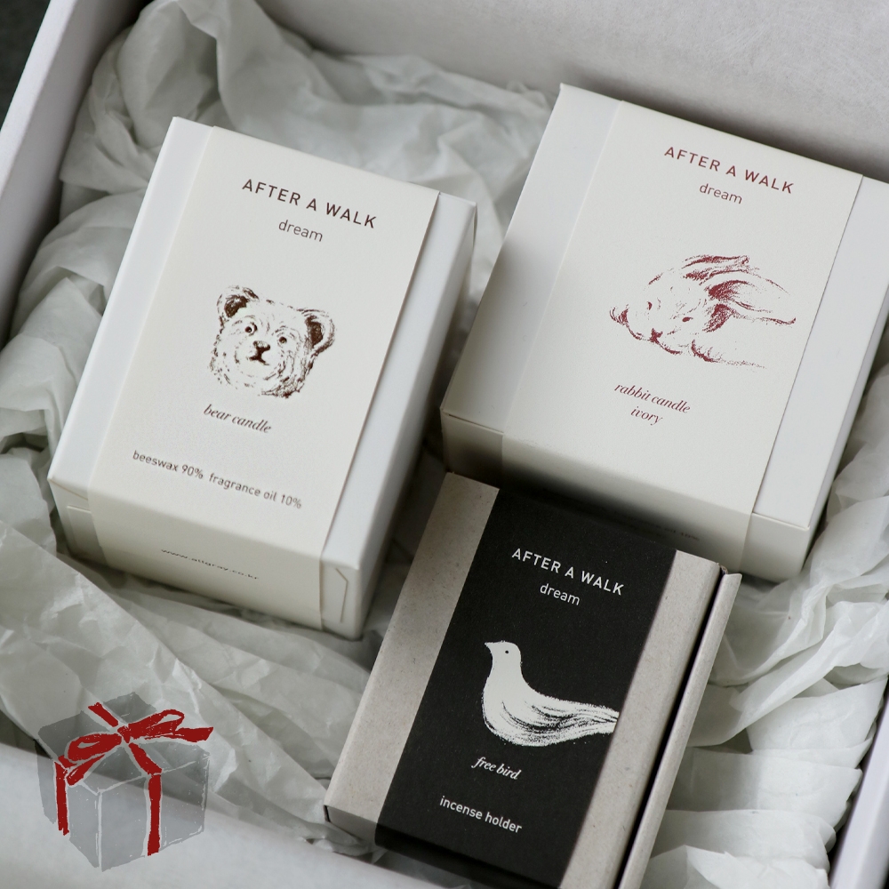 K-Lifestyle allgray 04 _ Rabbit Candle + Bear Candle + Incense Holder