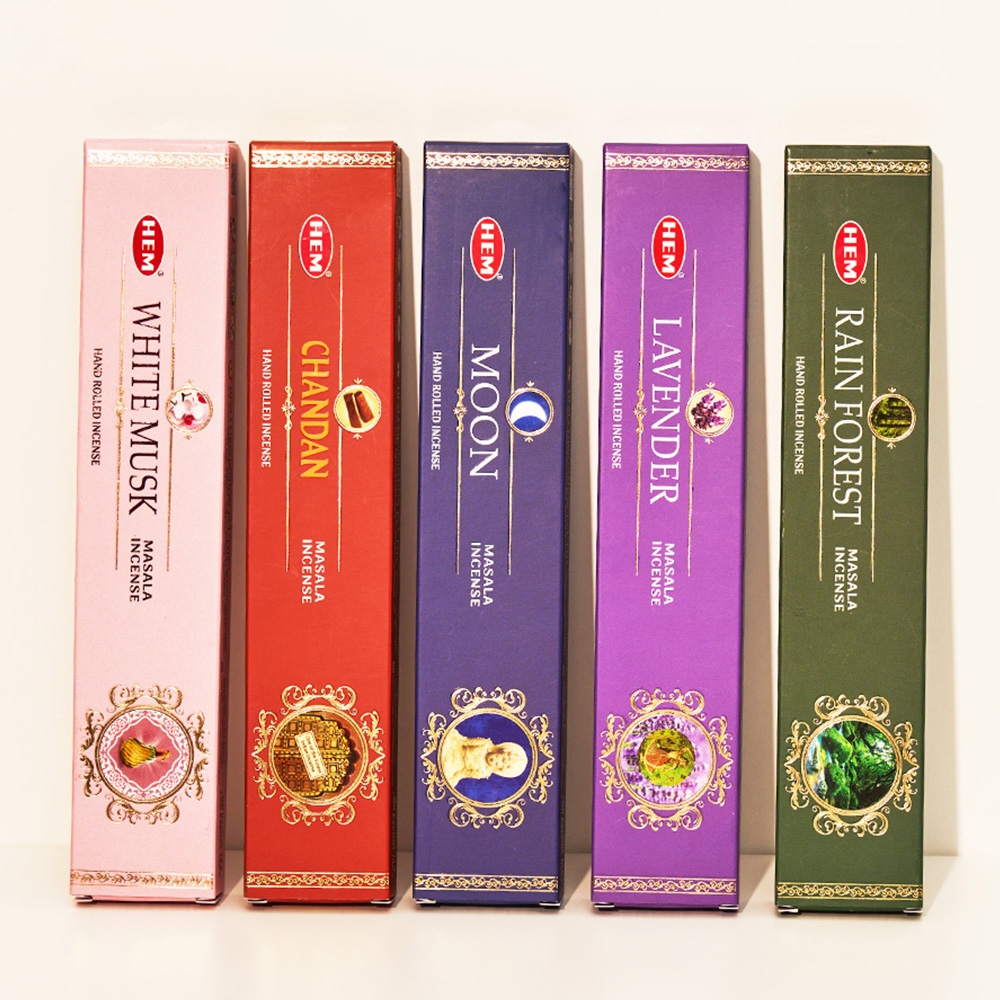 K-Lifestyle heavensense Hem Incense Premium Masala 5-Pack Incense Set + Free Incense Holder