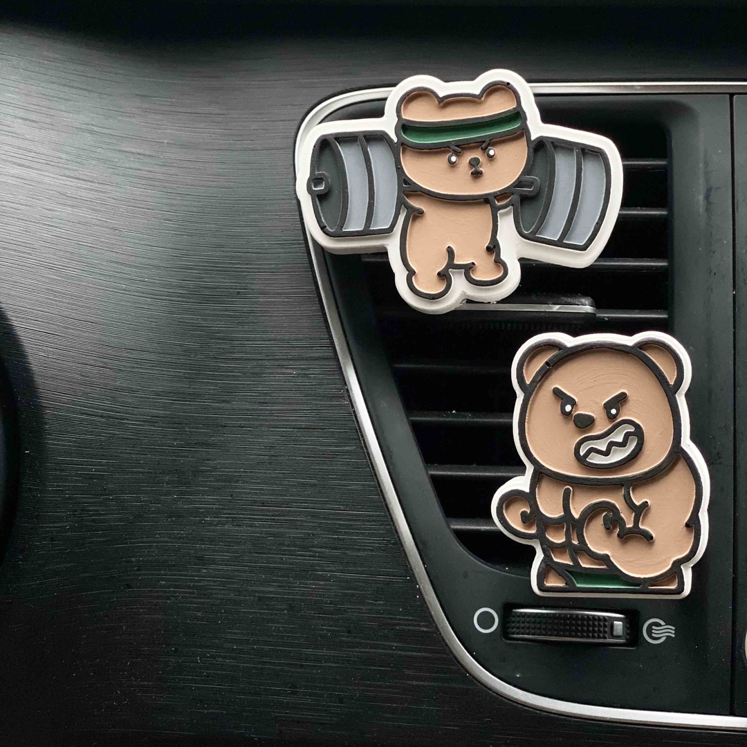 K-Lifestyle coming candle Fitness Muscle Teddy Bear Car Plaster Air Freshener