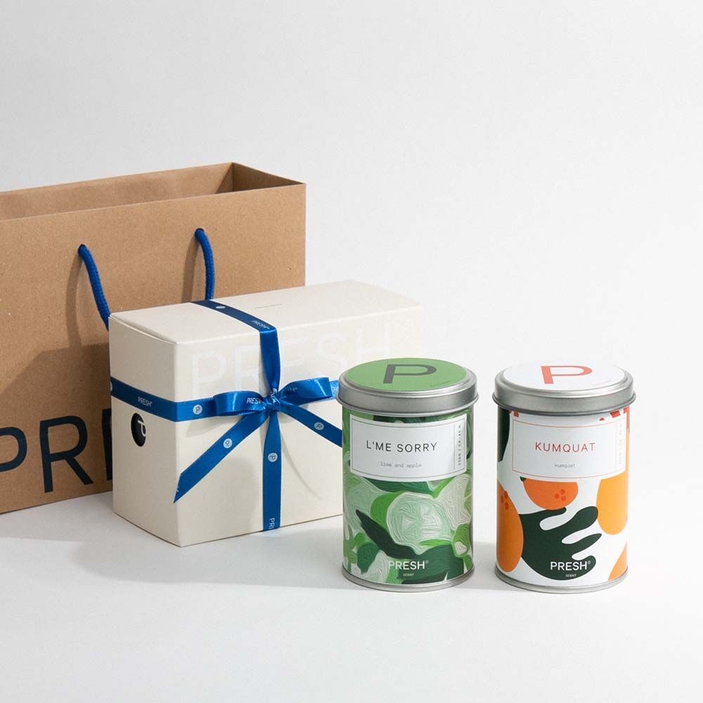 K-Lifestyle PRESH Canned Scented Candle MEDIUM 2-Piece Choice Set 220g x 2 GIFT